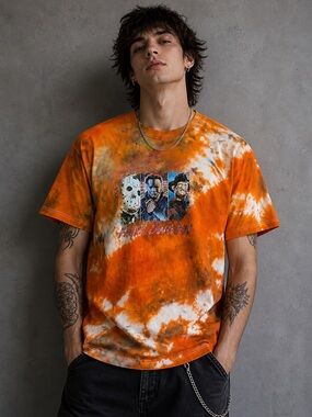 Gildan Ice Dyed Horror Movie Tshirt Large